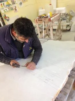 Marble signs for the path from Kinidaros to Eggares